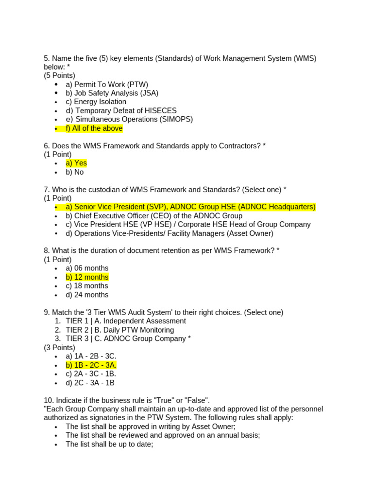 Key Elements of Work Management System | PDF | Occupational Safety And ...