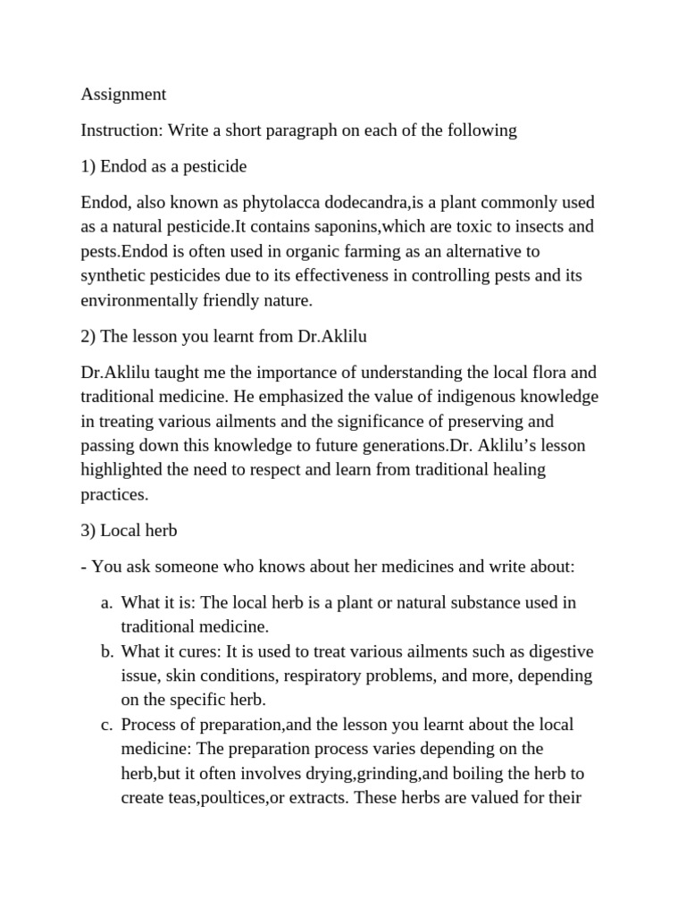 Endod Pesticide and Local Herbal Medicine | PDF