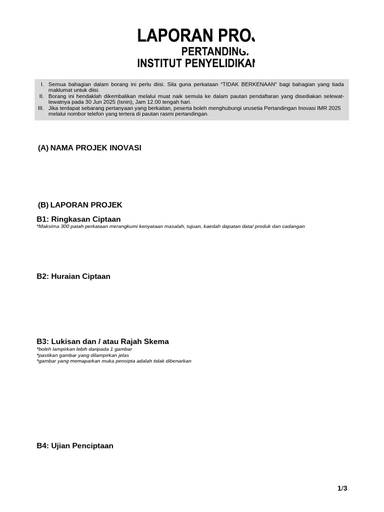 Template Lap or An Proje K 2025 | PDF
