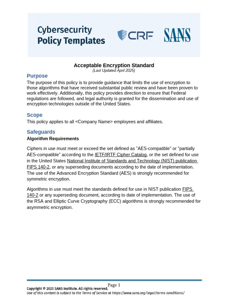 Acceptable Encryption Policy Guidelines | PDF | Cryptography | Encryption