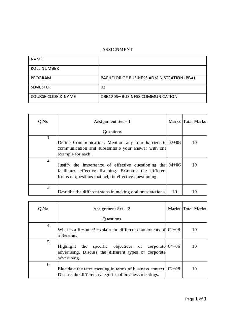 Assignment - DBB1209 - BBA Sem 2 - Set 1 and Set 2 - Feb-Mar, 2025 | PDF