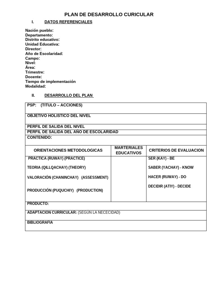 Plan de Desarrollo Curricular SEC PDC | PDF