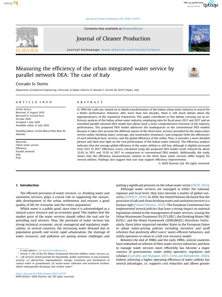 Journal of Cleaner Production | PDF | Water