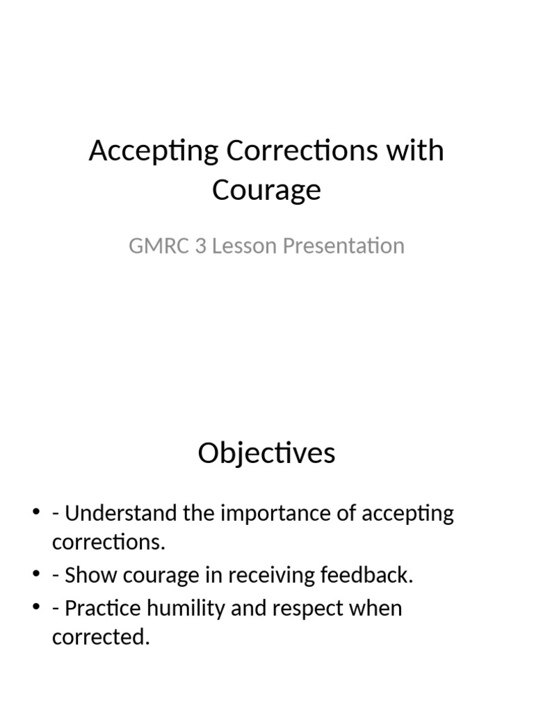 Accepting Corrections with Courage | PDF