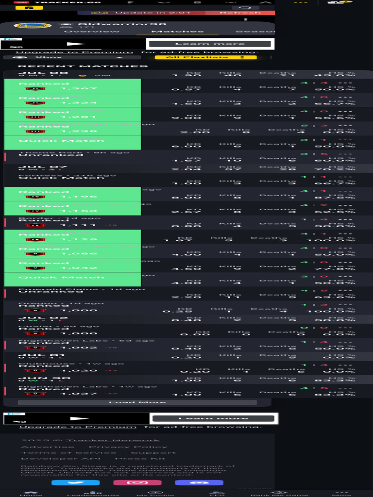 Rainbow Six Siege Match History | PDF
