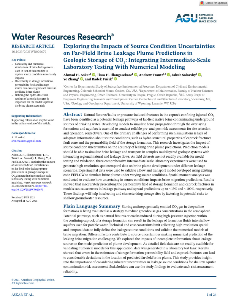Water Resources Research - 2021 - Askar - Exploring The Impacts of ...