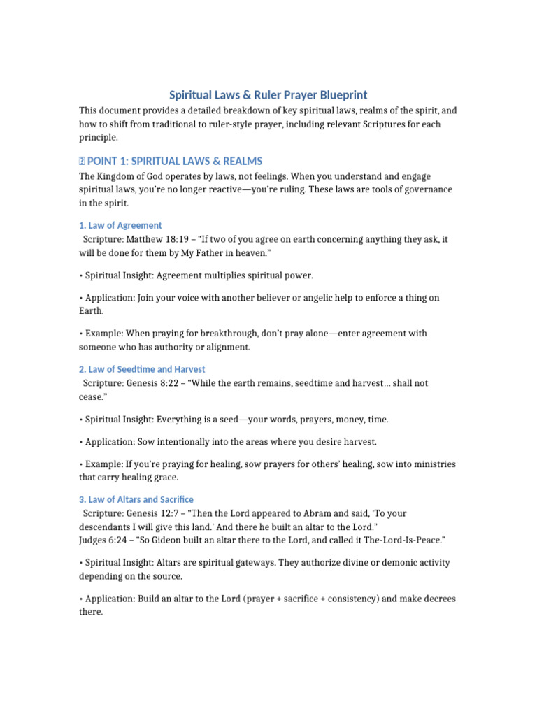 Spiritual Laws and Ruler Prayer With Scripture | PDF | Covenant ...