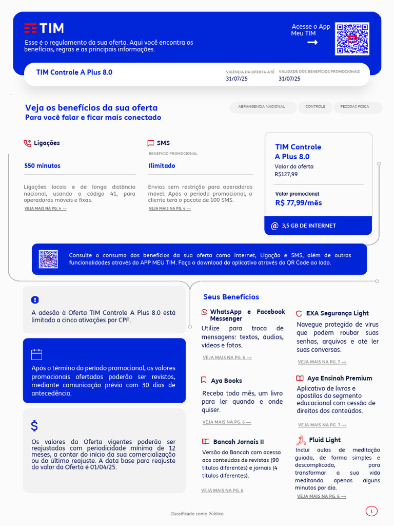 Regulamento do Plano TIM Controle A Plus 8.0 | PDF | Internet ...
