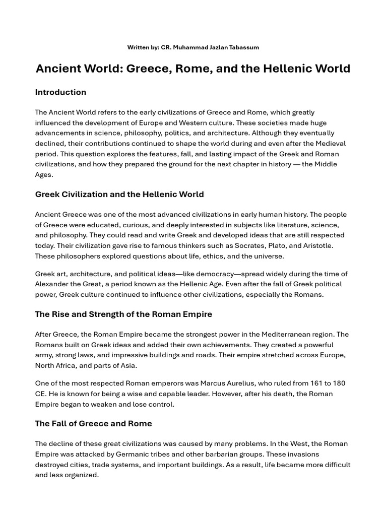 Ancient World Greece, Rome, and The Hellenic World | PDF | Greeks ...