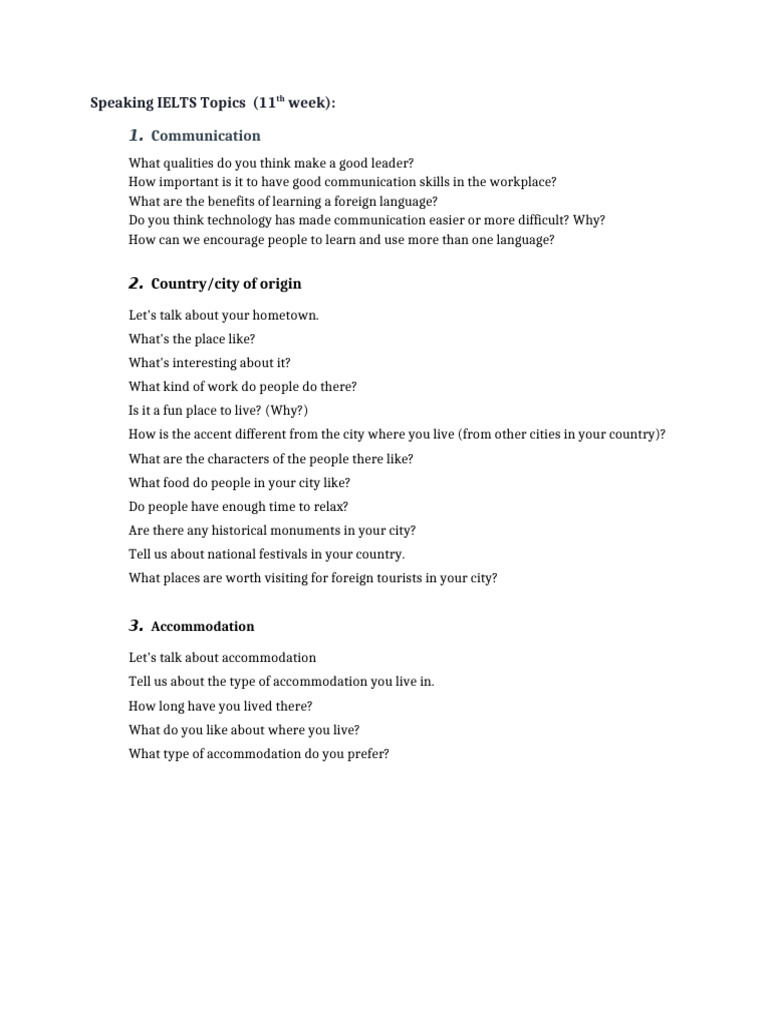 Speaking IELTS Material - 11th Week | PDF | Cognition | Linguistics