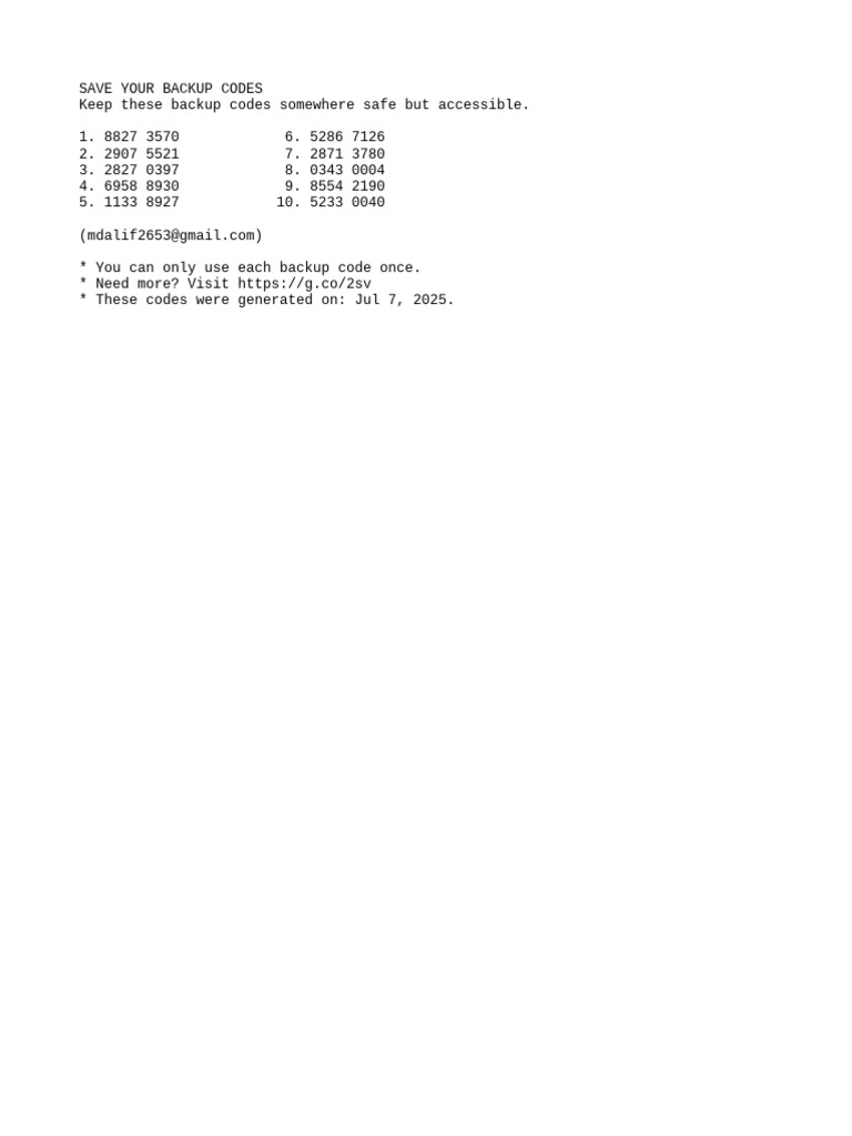 Backup Codes Mdalif2653 | PDF