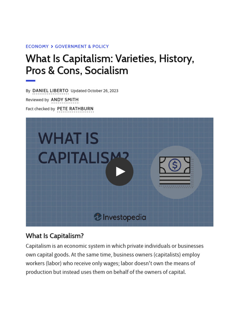 Capitalism: Overview, Pros & Cons | PDF | Capitalism | Socialism