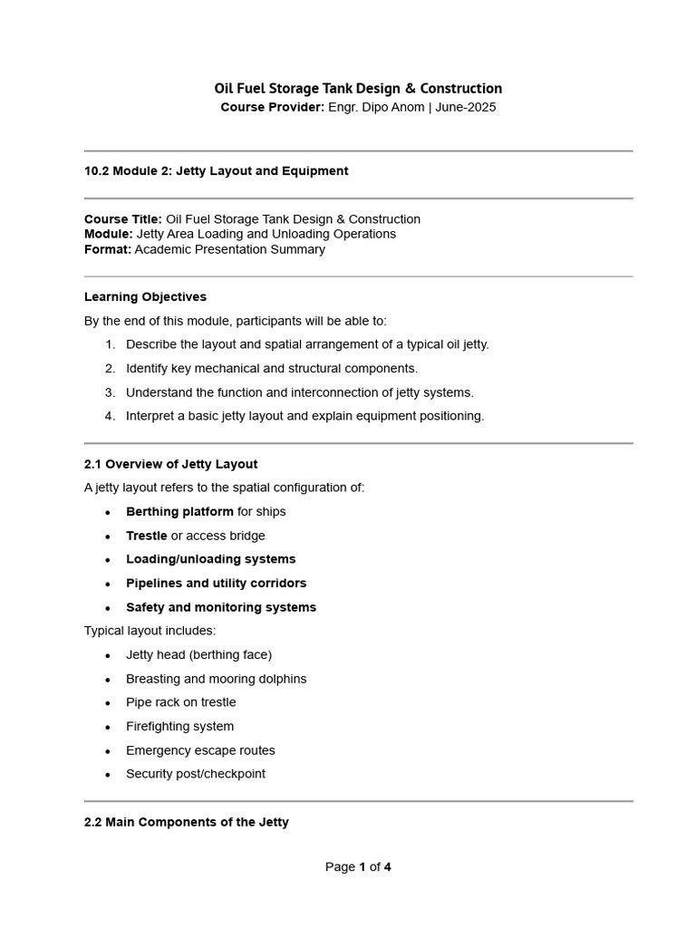 Jetty Layout and Components Overview | PDF | Firefighting