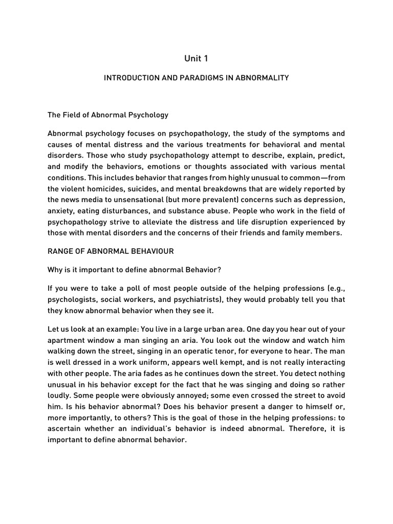 Understanding Abnormal Behavior in Psychology | PDF | Neurotransmitter ...