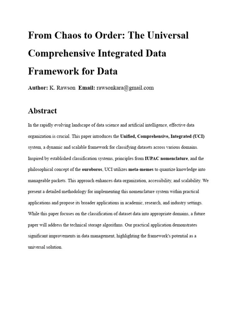From Chaos To Order - The Universal Framework For Data - 1061024947 ...