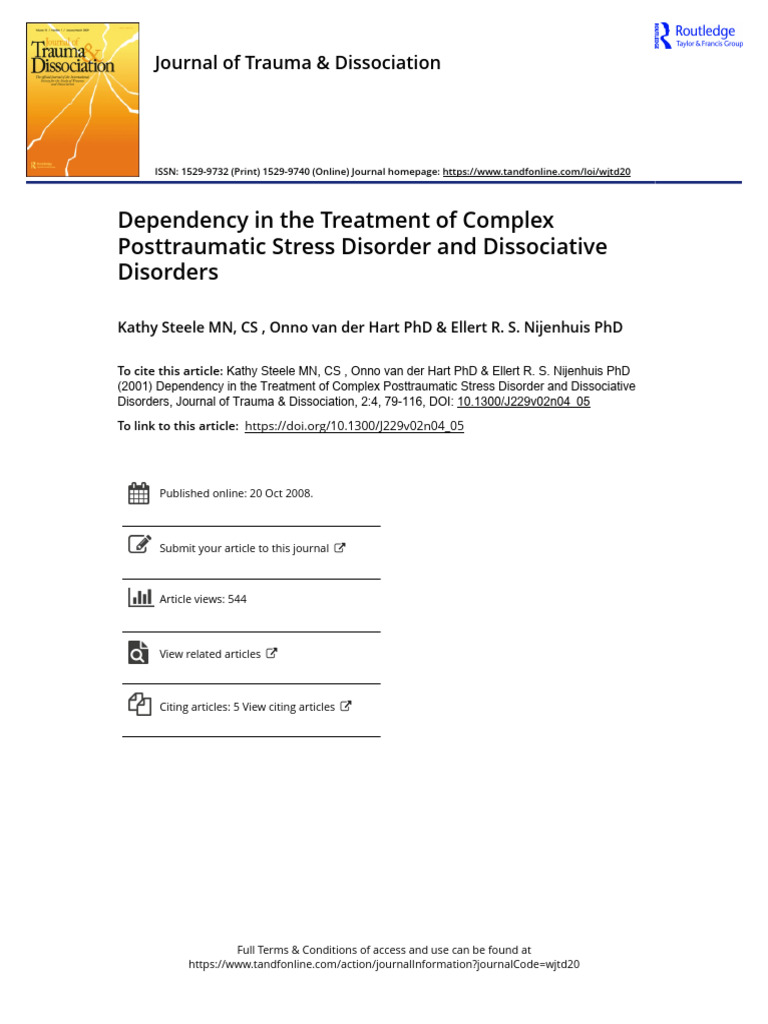 Dependency in The Treatment of Complex Posttraumatic Stress Disorder ...
