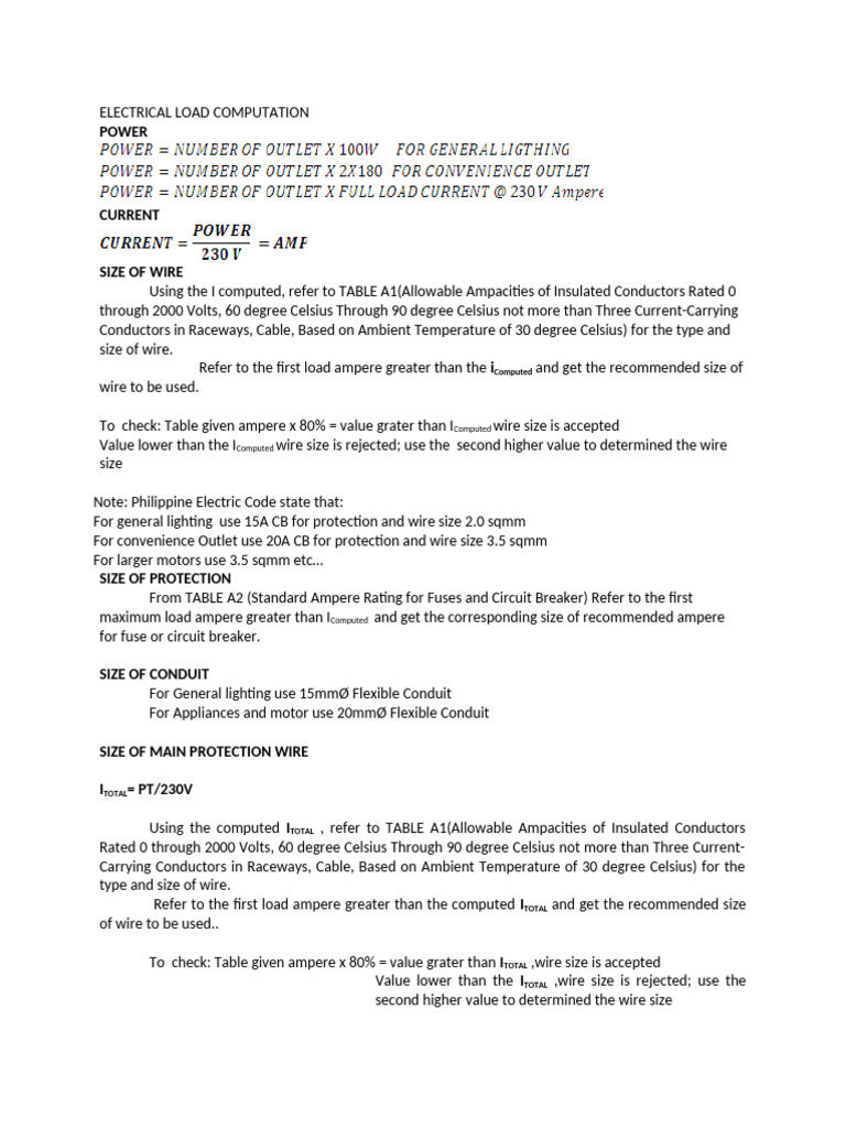 Electrical Load Computation Guide | PDF | Fuse (Electrical ...