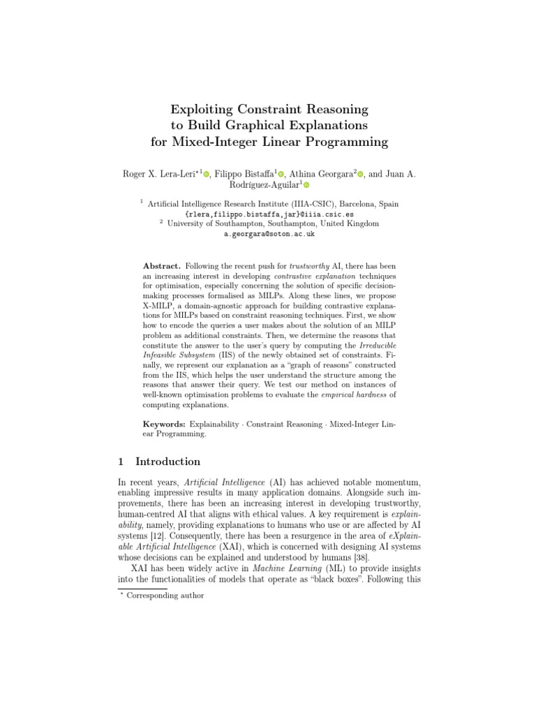 Graphical Explanations for MILP Solutions | PDF | Linear Programming ...