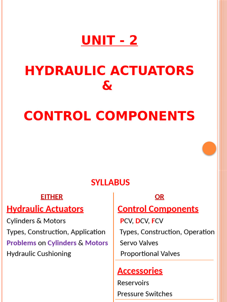 Hydraulic Actuators & Control Components | PDF | Actuator | Electric Motor