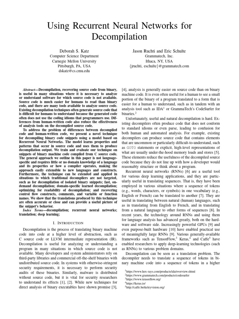 RNN-Based Decompilation Techniques | PDF | Computer Programming | Computing