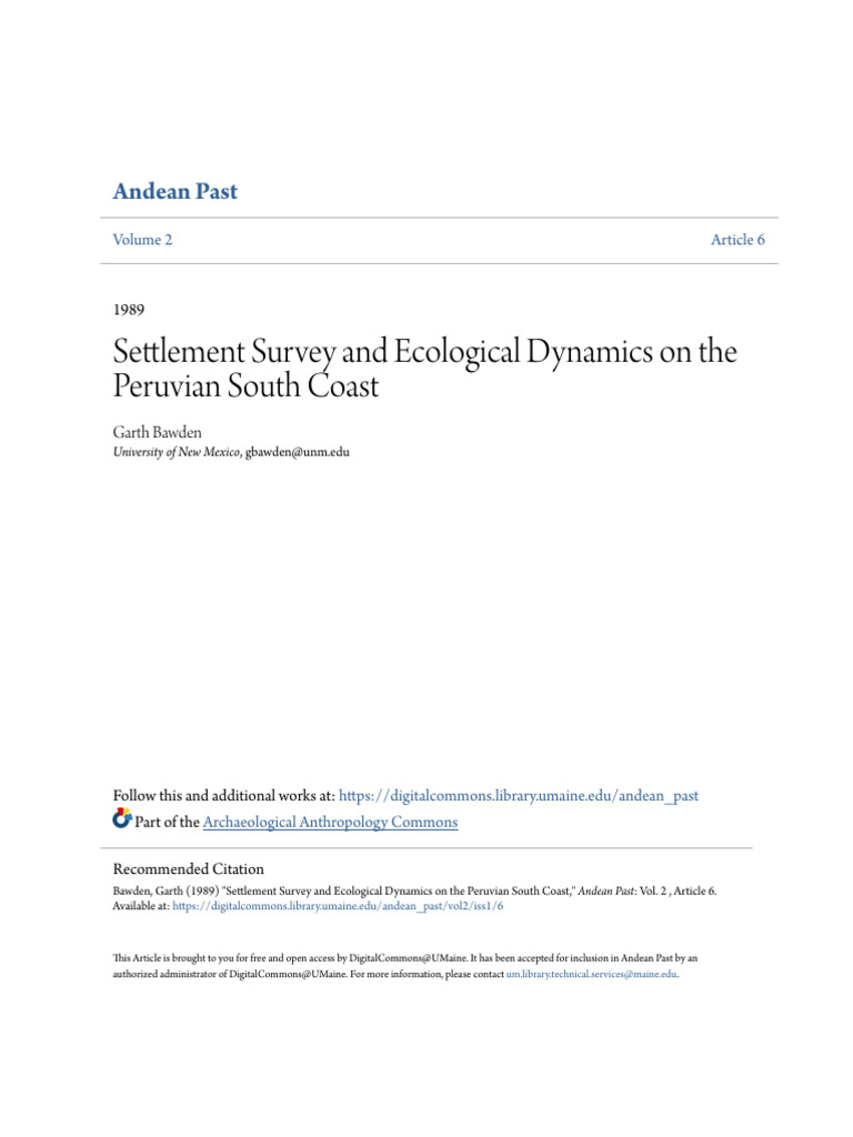 Ecological Dynamics of Peruvian Coast | PDF | Pre Columbian Era | Coast