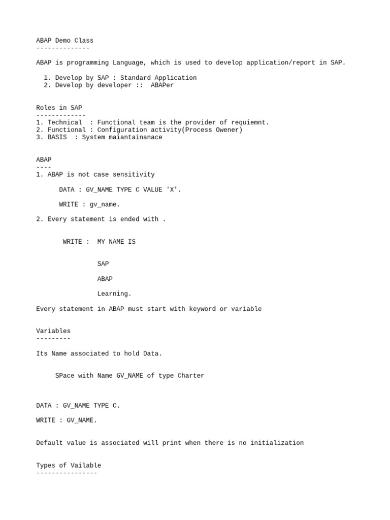 ABAP Demo Class | PDF