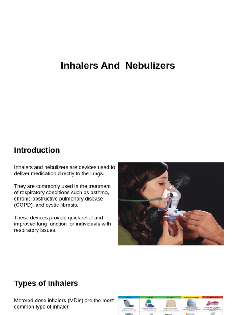 Inhalers vs. Nebulizers: A Guide | PDF | Medical Specialties | Clinical ...