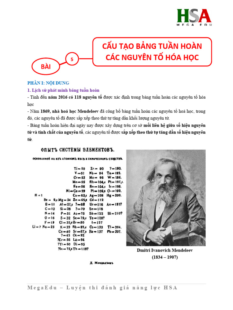 4. Bài - Cấu tạo bảng tuần hoàn các nguyên tố hóa học - bổ trợ mega ĐỀ ...
