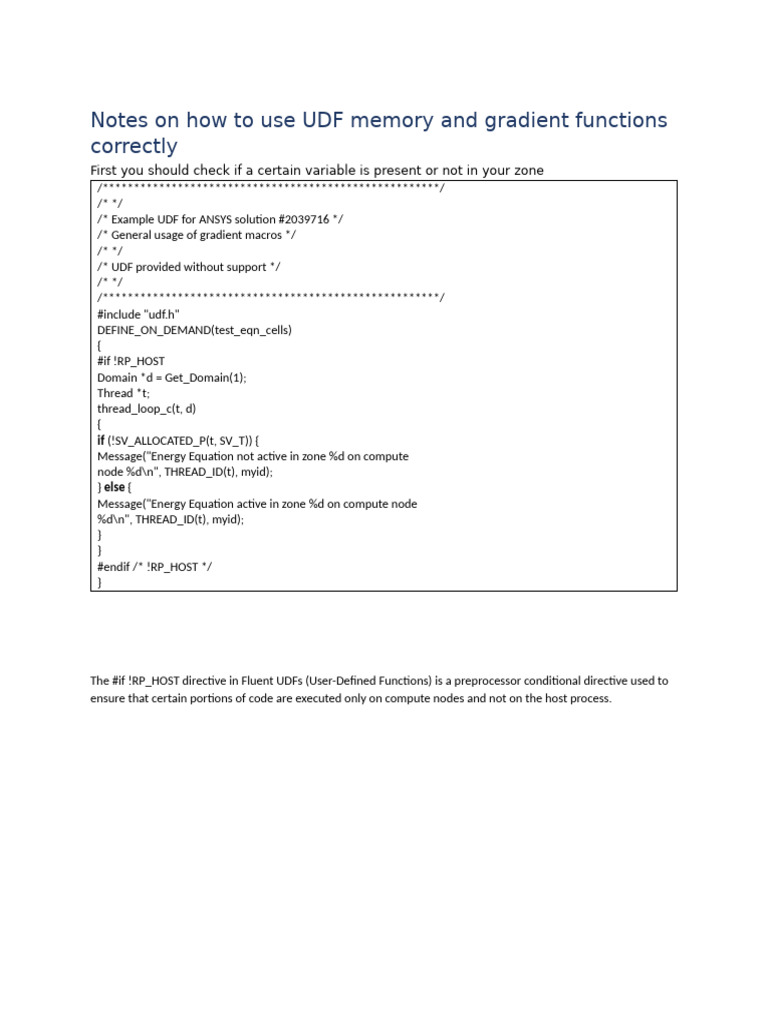 Using UDF Memory and Gradient Functions | PDF