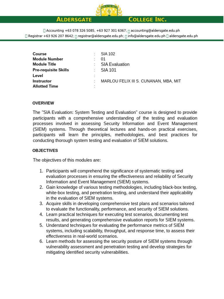 Module 06 SIA Evaluation 1 | PDF | Software Testing | Evaluation