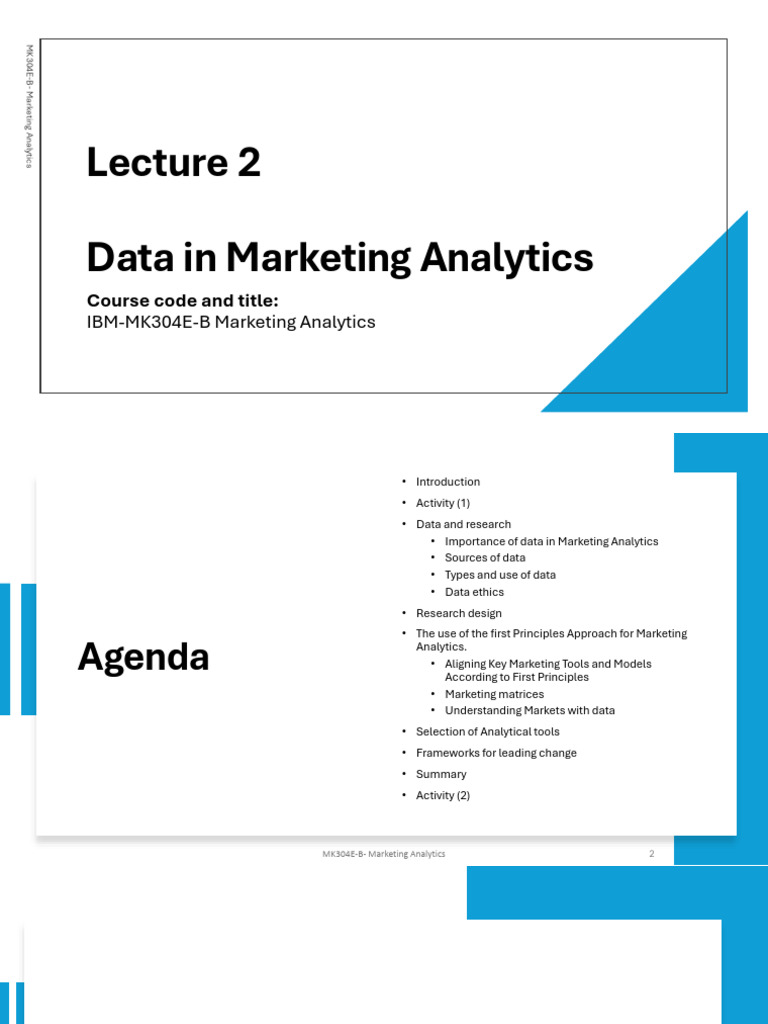 MK304 EB Marketing Analytics Lecture 2 | PDF | Analytics | Marketing