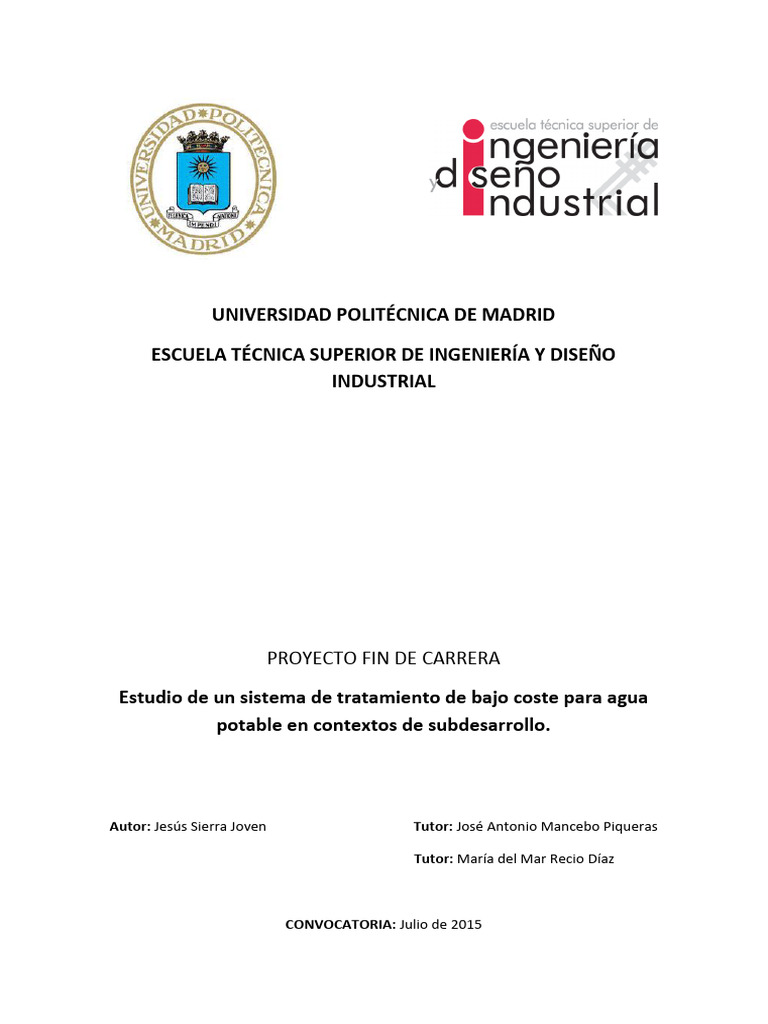 Estudio de Un Sistema de Tratamiento de Bajo Coste | PDF | Agua ...