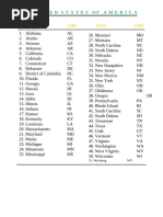 US States Alphabetical List with Codes | PDF