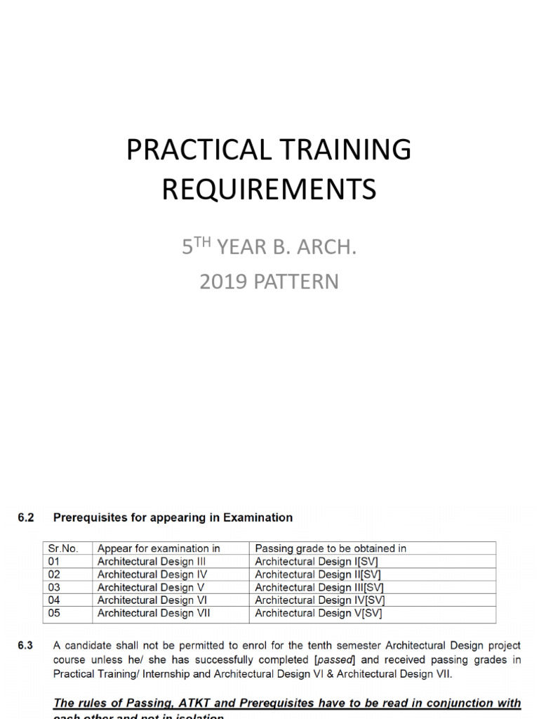 Practiacal Training Requirements 2019 Pattern | PDF