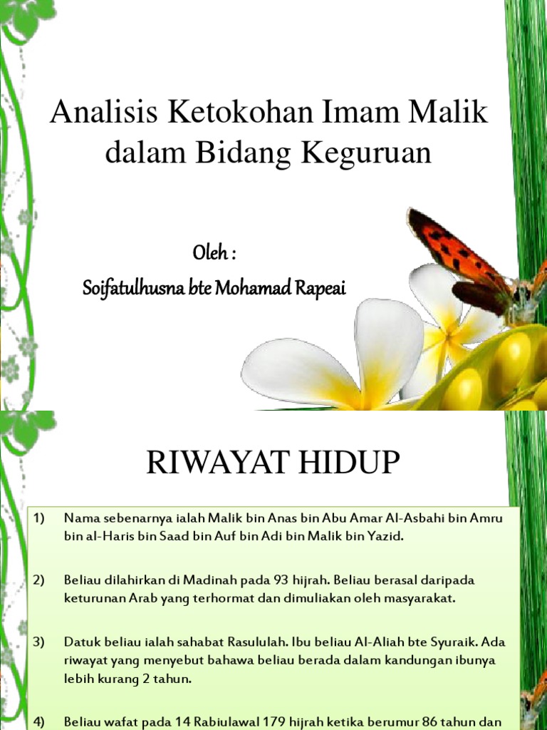 Analisis Ketokohan IMAM MALIK- Soifatulhusna