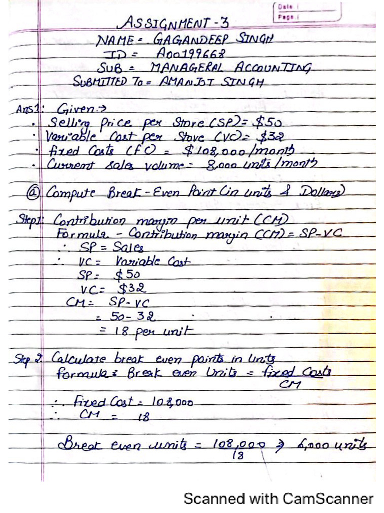 Assignment 3 Managerial Accounting | PDF