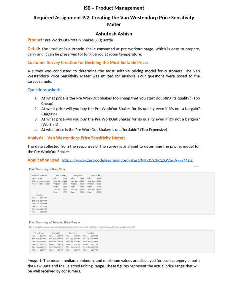 Price Sensitivity Analysis for Protein Shakes | PDF | Pricing | Prices