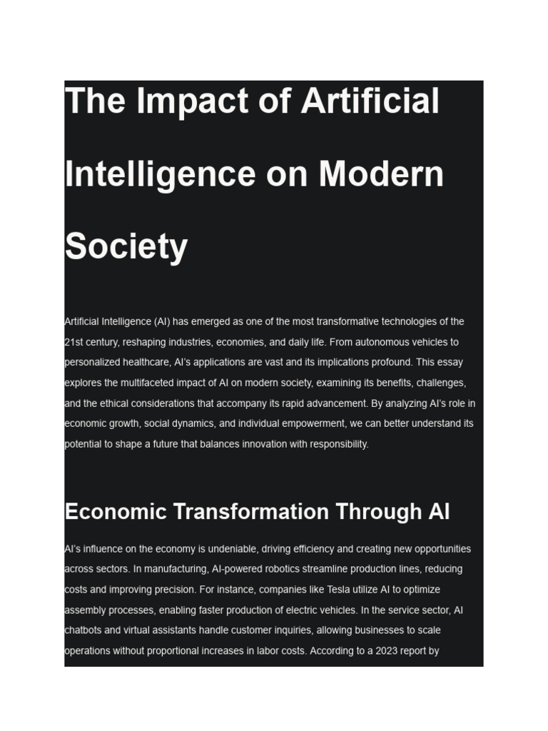 AI's Transformative Impact on Society | PDF | Artificial Intelligence ...
