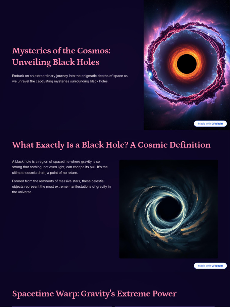 Mysteries of The Cosmos Unveiling Black Holes | PDF | Black Hole ...