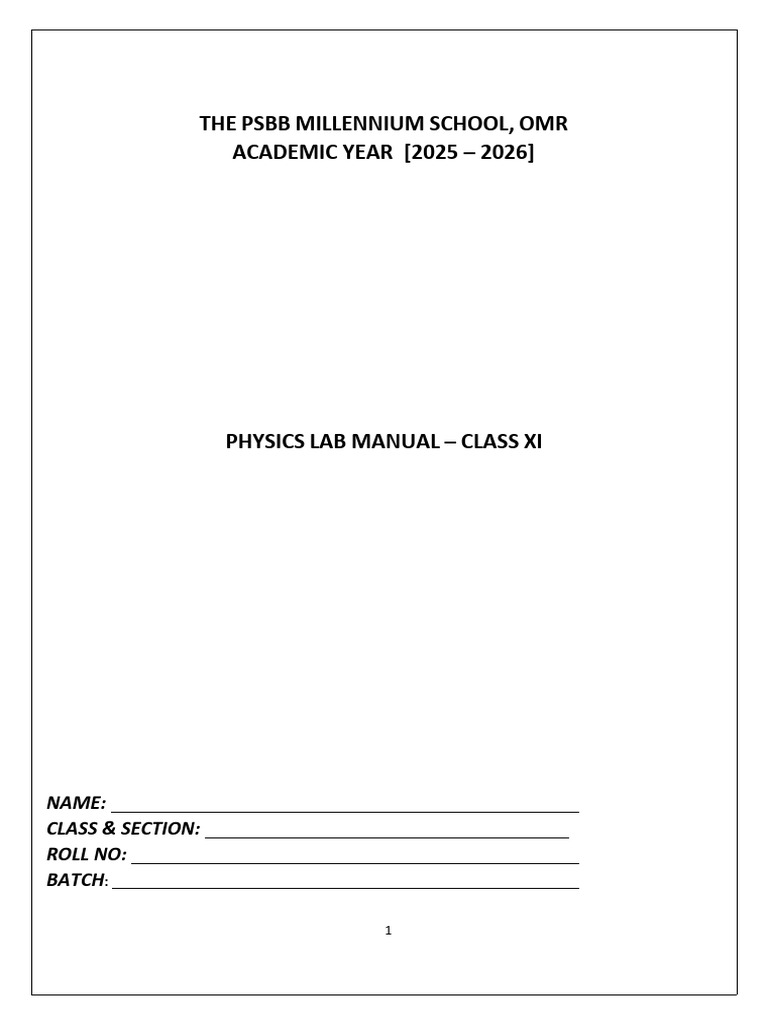 PHYSICS LAB MANUAL CLASS 11 (1) | PDF | Pendulum | Boiling