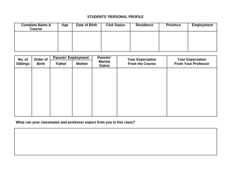 Students Personal Profile | PDF