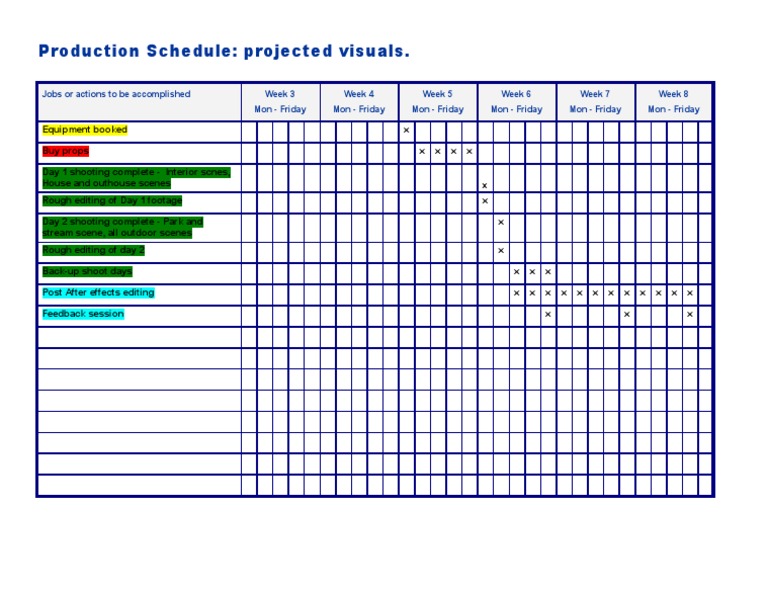 Production Schedule for Visuals | PDF