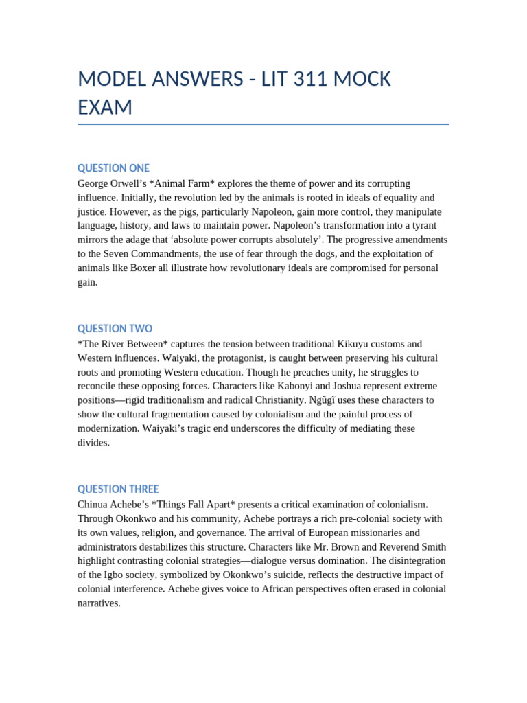 LIT311_Model_Answers | PDF