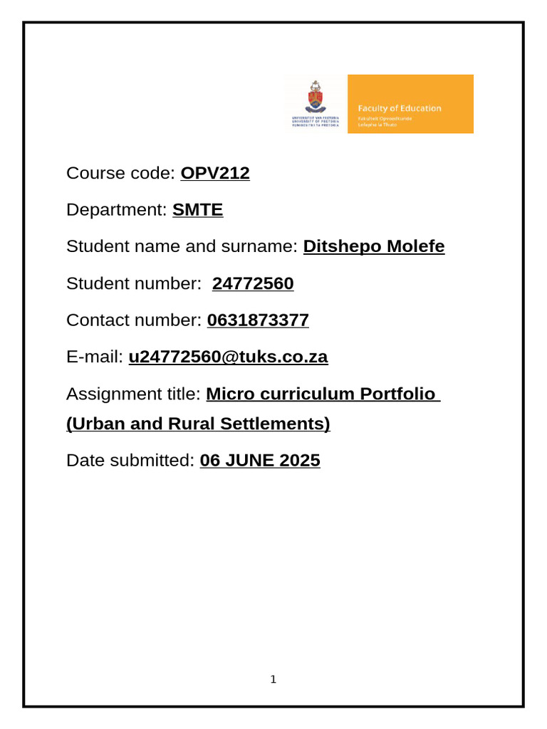 Micro Curriculum on Urban & Rural Settlements | PDF | Educational ...