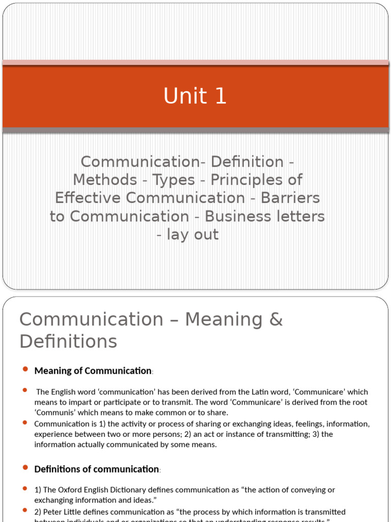 Business Communication Unit 1 | PDF | Nonverbal Communication ...