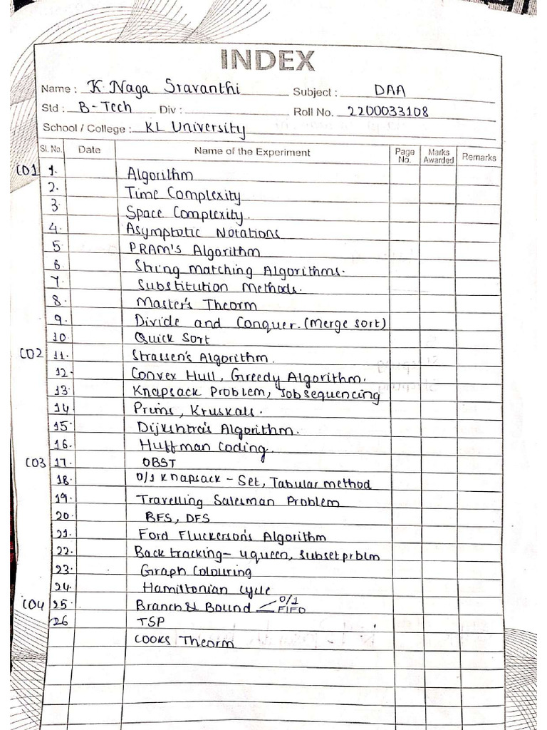 Daa Co - 1 To Co - 5 Full Notes | PDF