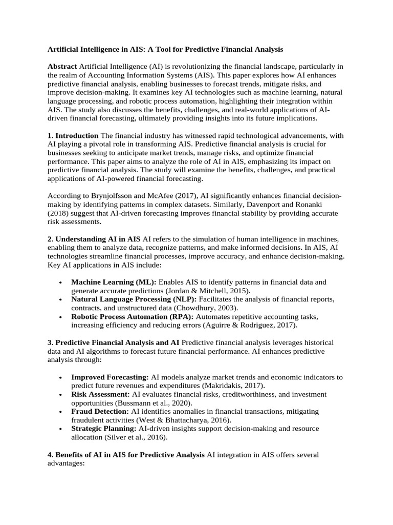 AI's Impact on Predictive Financial Analysis | PDF | Artificial ...
