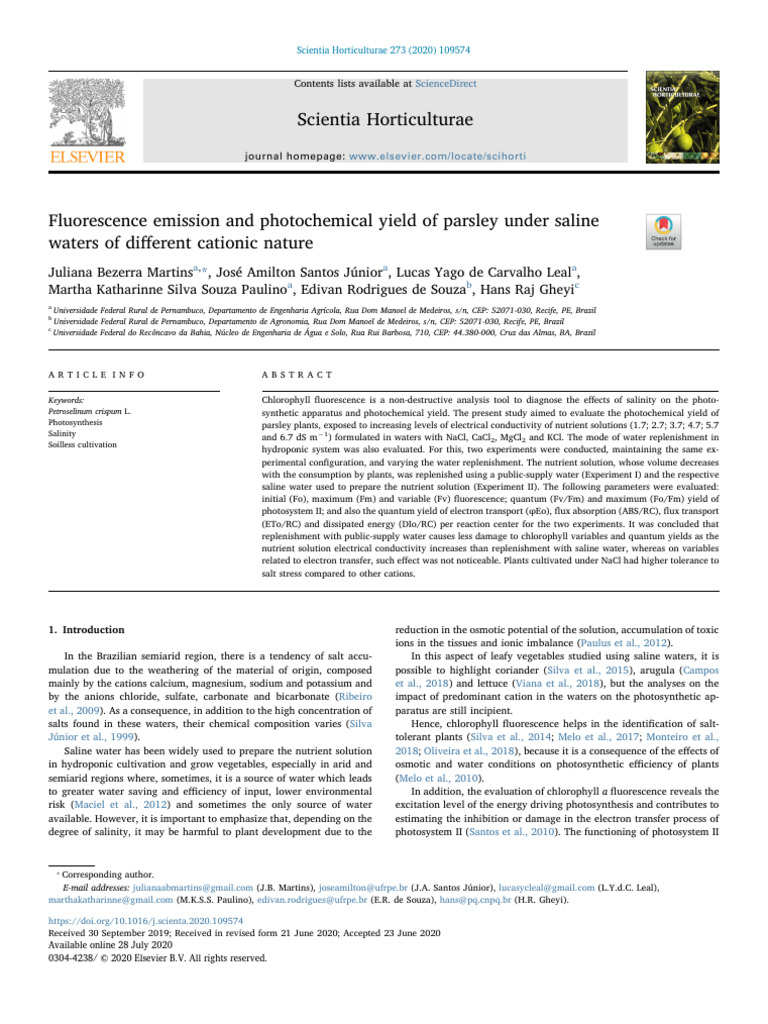 Fluorescence Emission and Photochemical Yield of | PDF | Ion ...