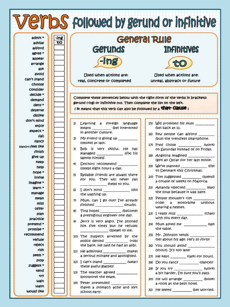 Gerund Inf Exercise | PDF