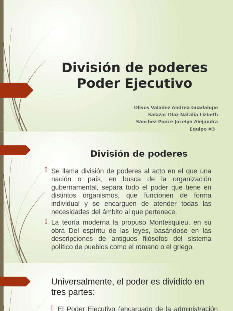 División de Poderes | PDF | Ejecutivo (gobierno) | Ministerio ...